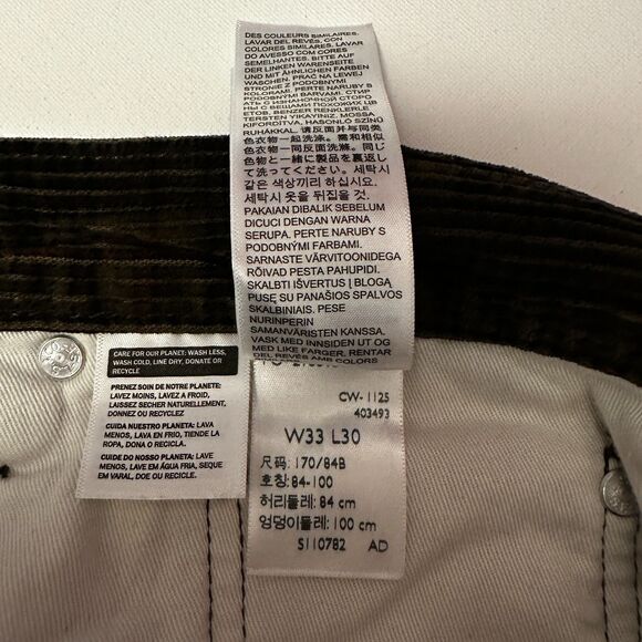 NWT Levi's 578 Baggy Corduroy Jeans Ennis Plaid Brown Size 33x30 (34X28) $98 - Picture 14 of 14